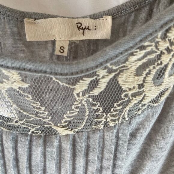 Anthro Ryu Grey Mesh Trim Dress Sz S - Picture 3 of 4